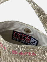 Glänzende silberne Mini-Tasche mit Perle