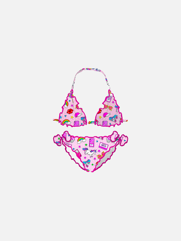Girl triangle bikini with pattern