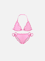 Bikini a triangolo per bambina con stampa vichy
