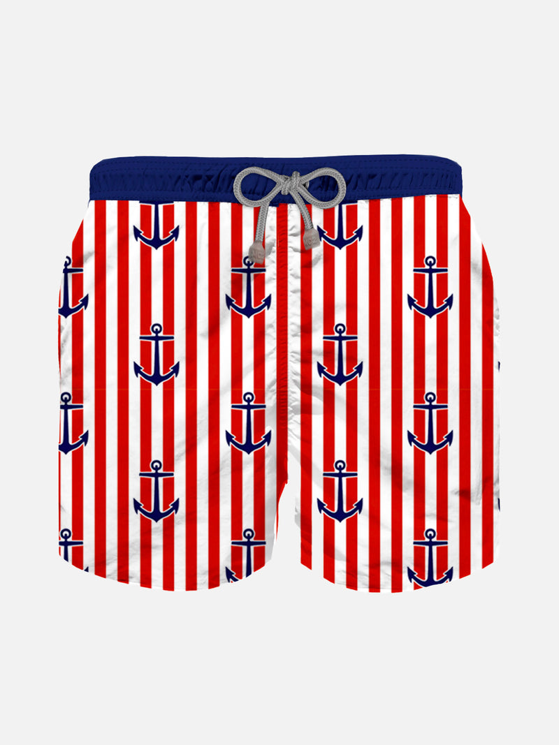 Boy classic swim shorts with anchor print