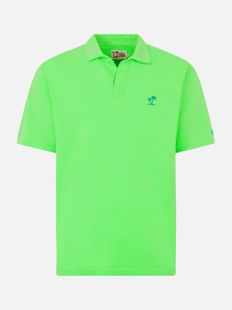 Herren-Poloshirt aus grünem Baumwolljersey