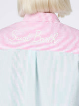Woman seersucker cotton shirt Brigitte with striped print