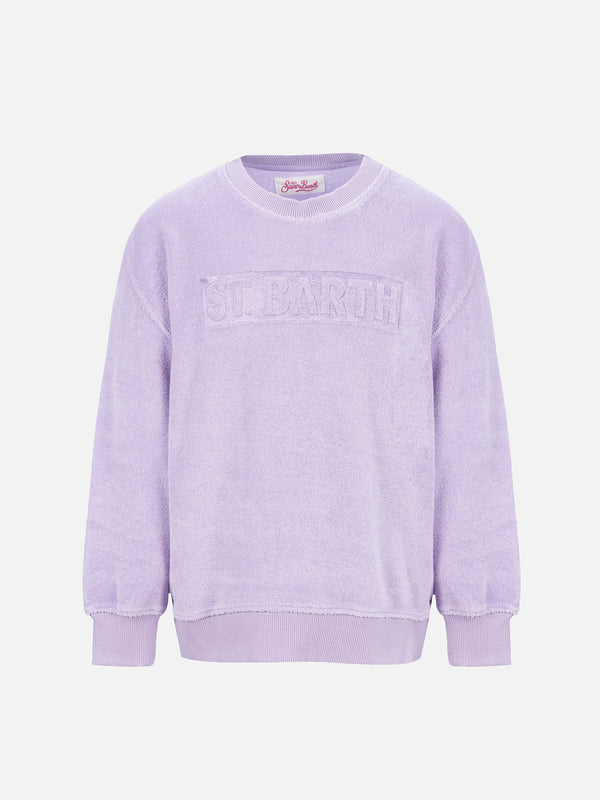 Girl lilac terry sweatshirt Briony with Saint Barth logo