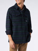 Man wooly tartan overshirt with pockets and patches