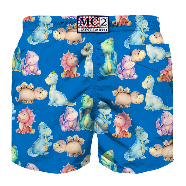 Boy cotton swim shorts with dinosaurs print