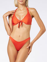 Shiny orange bikini with triangle top