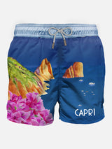 Herren-Badeshorts mit Capri-Aufdruck