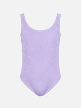 Lilafarbener Crinkle-Einteiler-Badeanzug für Mädchen von Cara
