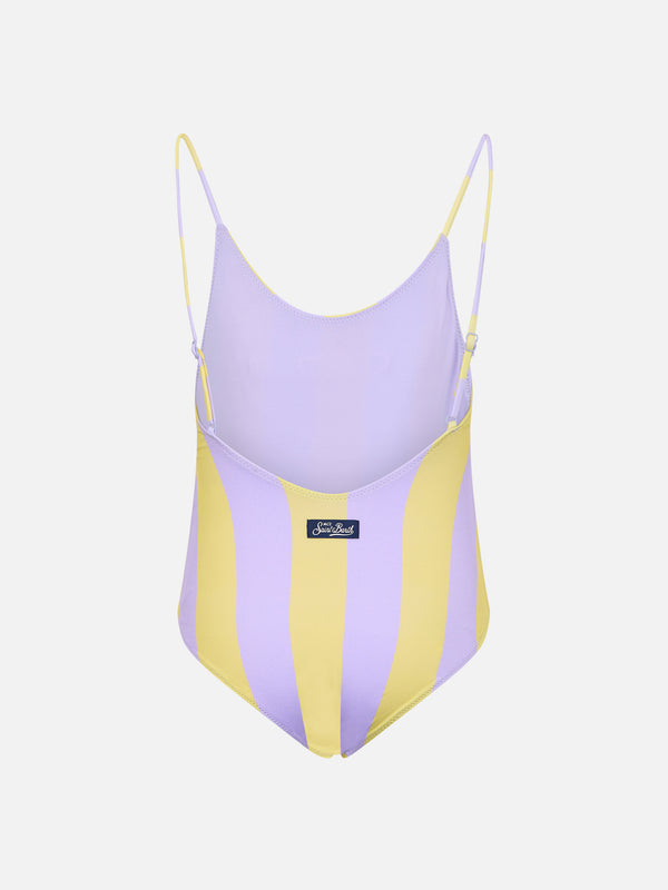 Girl yellow striped one-piece swimsuit Cecille Jr