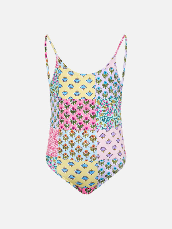 Girl one-piece swimsuit Cecille Jr with flower print