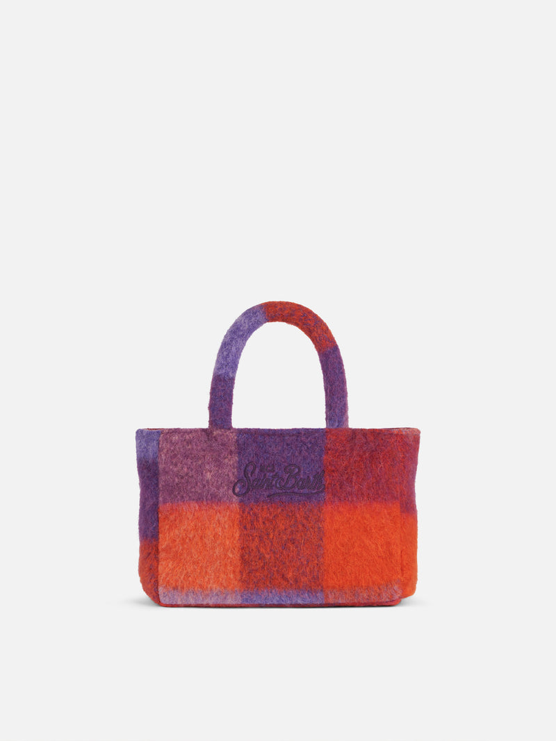 Soft wooly Clarine handbag with check pattern