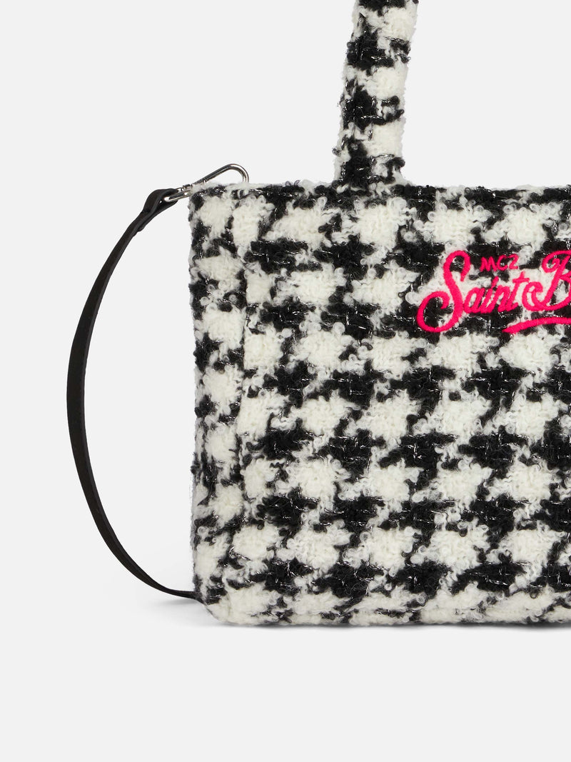 Soft wooly Clarine handbag with pied de poule lurex pattern