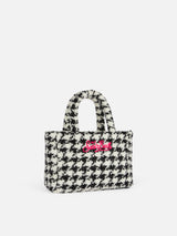 Soft wooly Clarine handbag with pied de poule lurex pattern