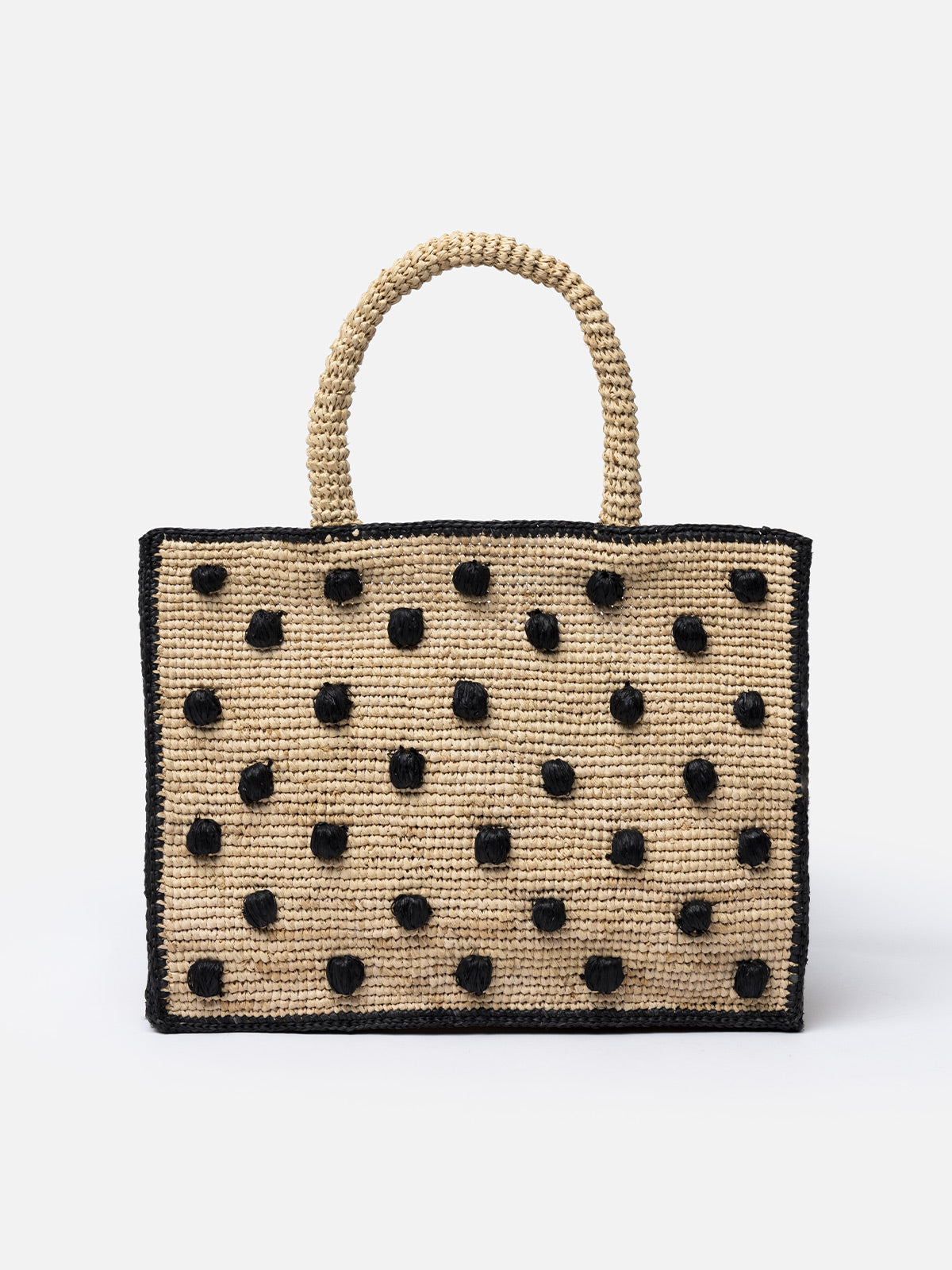 Natural beige Colette Raffia handbag with polka dot appliqués 
