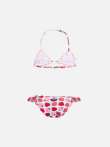Girl classic triangle bikini Cris with strawberry print
