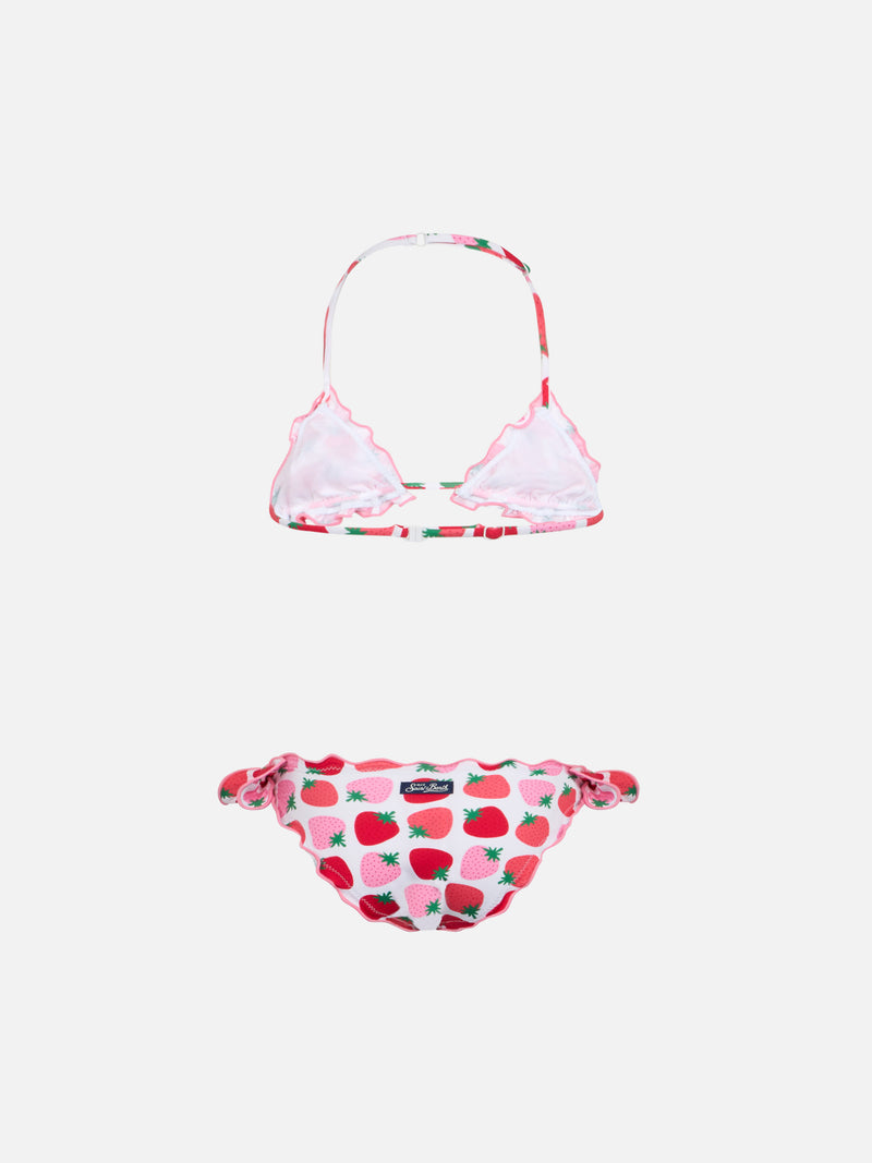 Girl classic triangle bikini Cris with strawberry print