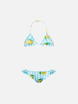 Girl classic triangle bikini Cris with lemon print