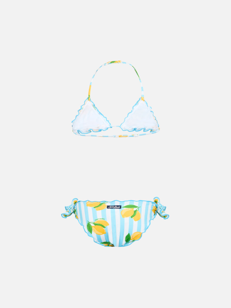 Girl classic triangle bikini Cris with lemon print