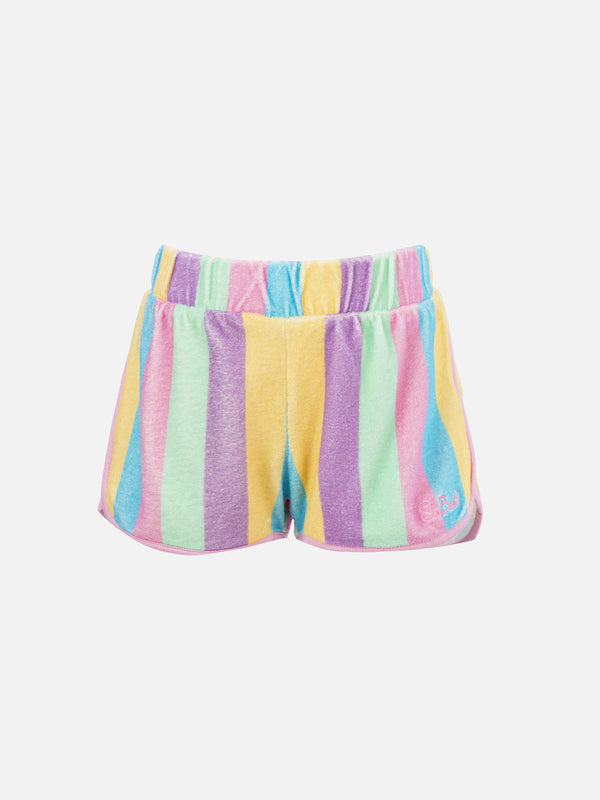 Girl multicolor terry pull up shorts Curly