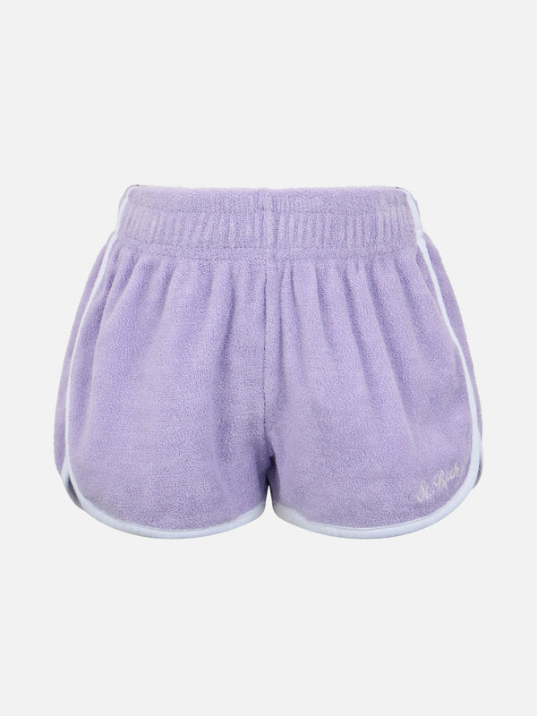 Girl lilac terry pull up shorts Curly