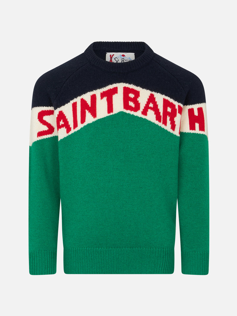 Boy crewneck sweater with Saint Barth print
