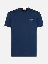 T-shirt da uomo blu Dover in jersey di cotone con ricamo St. Barth