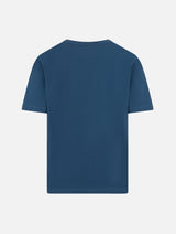 Boy navy blue cotton jersey t-shirt Dover with St. Barth embroidery