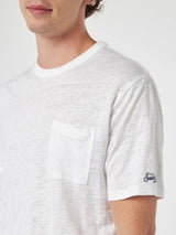 Man off-white linen jersey t-shirt Ecstasea with pocket