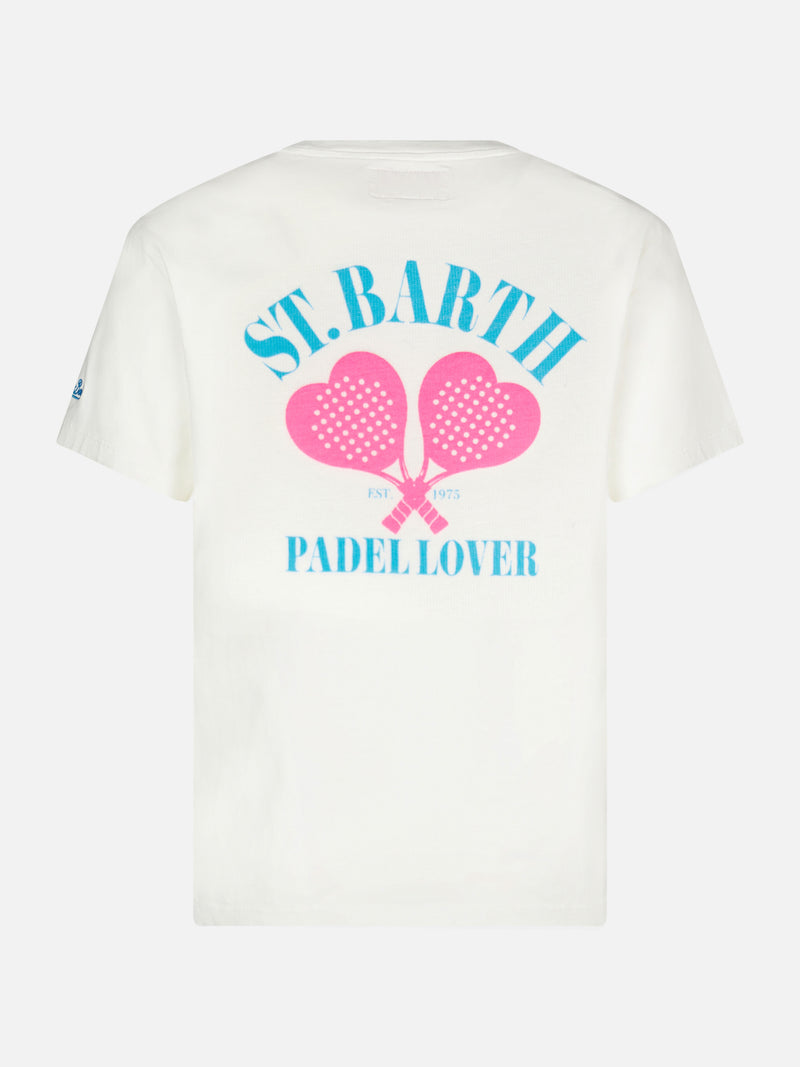 Woman heavy cotton t-shirt with St. Barth padel lover print