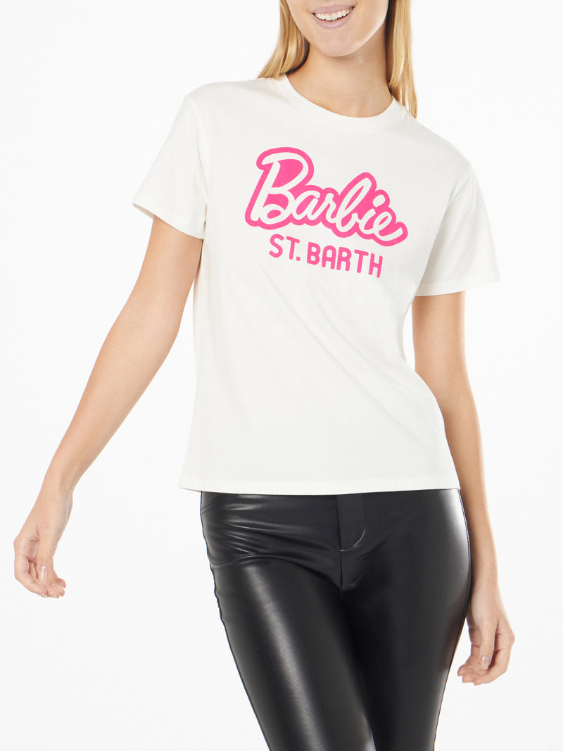 Damen-T-Shirt aus schwerer Baumwolle mit Barbie St. Barth-Aufdruck