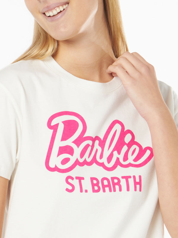 T-shirt da donna in cotone pesante con stampa Barbie St. Barth | EDIZIONE SPECIALE BARBIE