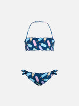 Girl classic bandeau bikini Emy with popsicles print