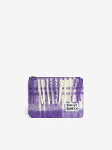 Parisienne blanket crossbody bag pochette with purple tartan print