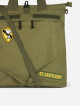 Military green canvas backpack with Snoopy patch | SNOOPY PEANUTS SPECIAL EDITION