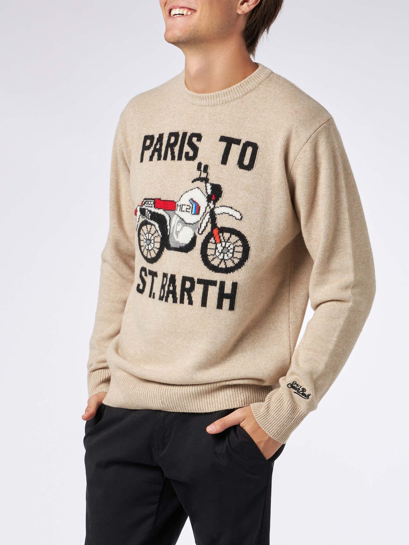 Man sweater with Paris to St.Barth front print