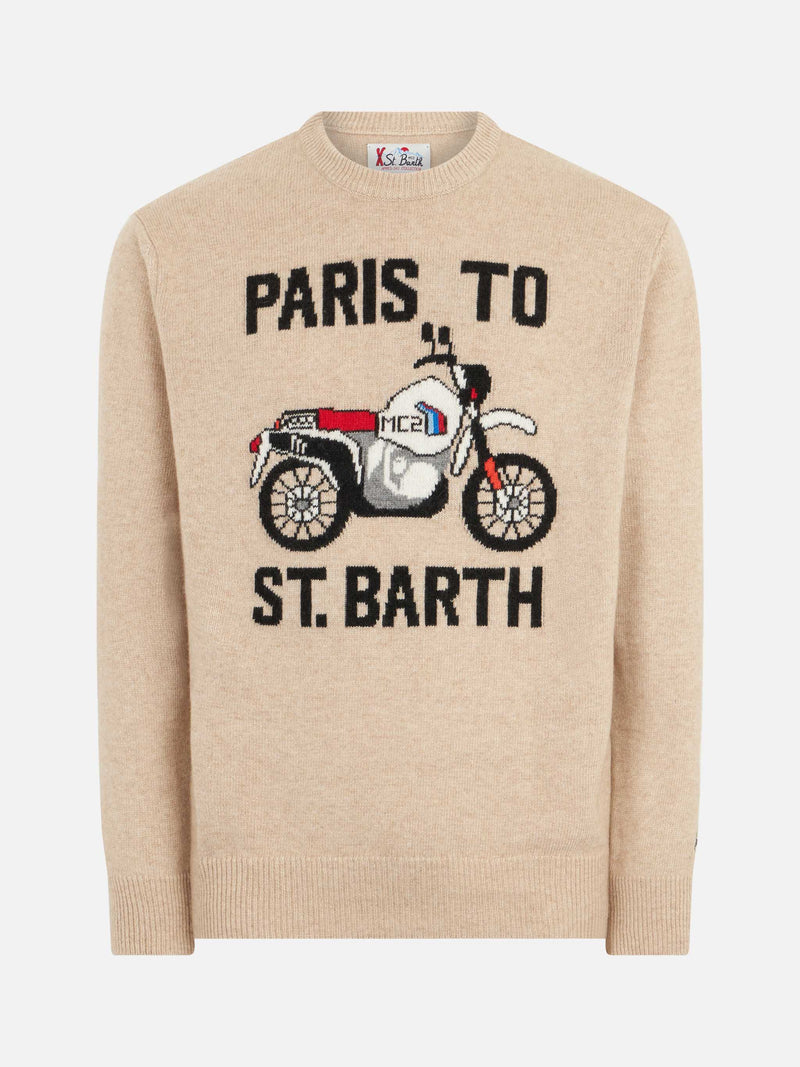 Man sweater with Paris to St.Barth front print