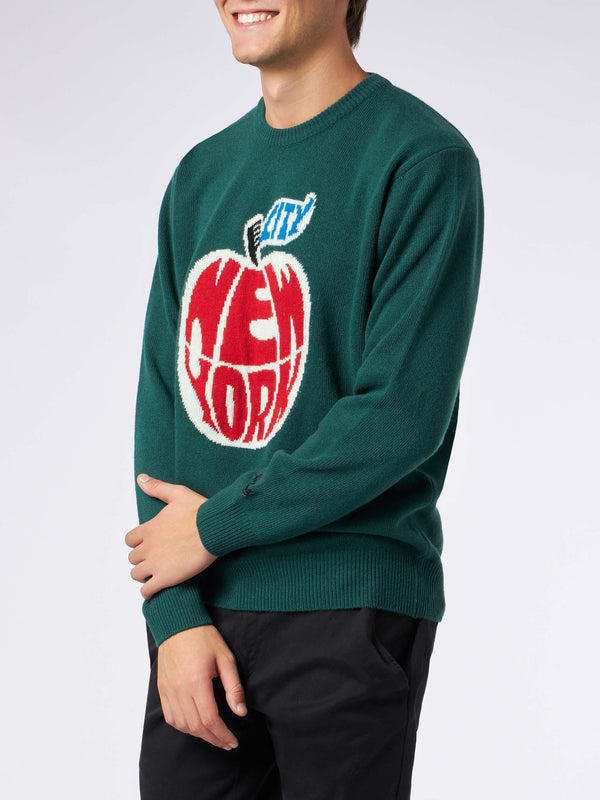 Man sweater with New York apple print