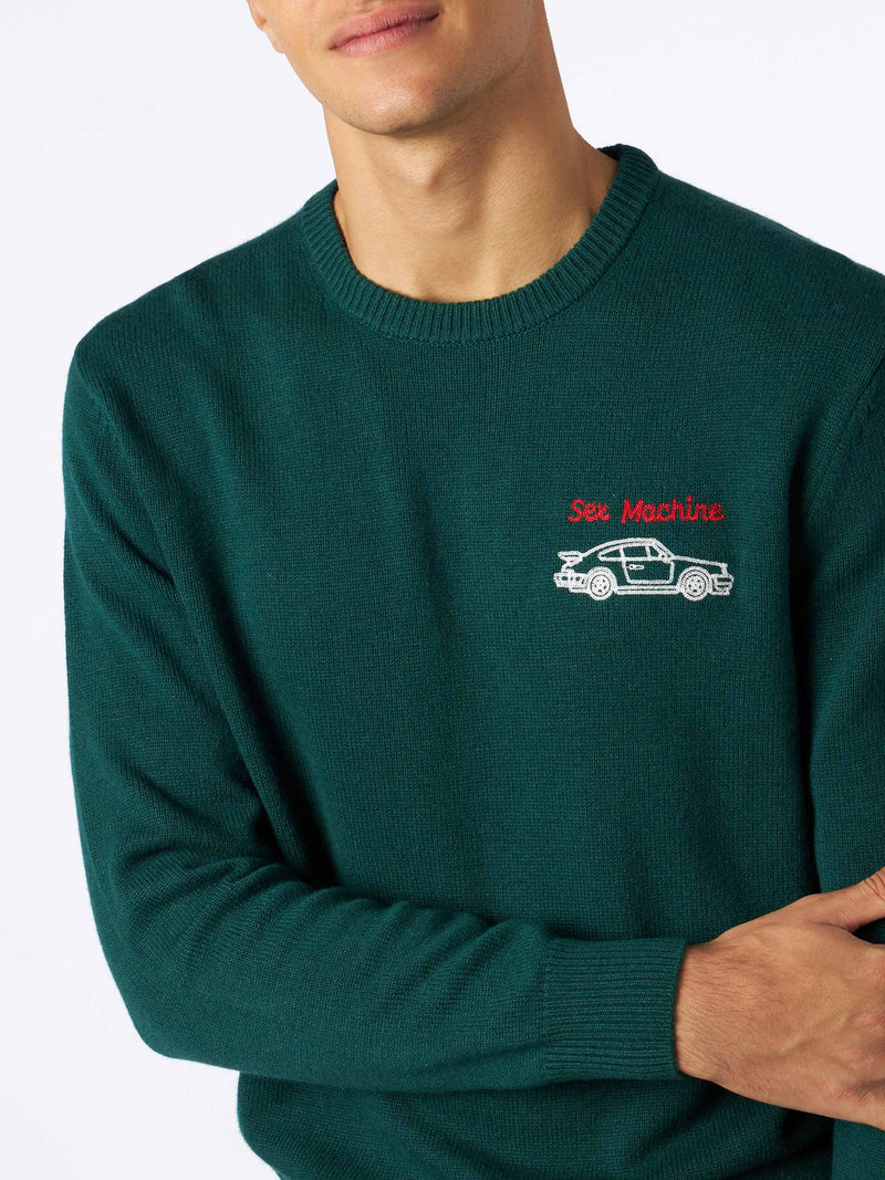 Man crewneck sweater with Sex Machine embroidery