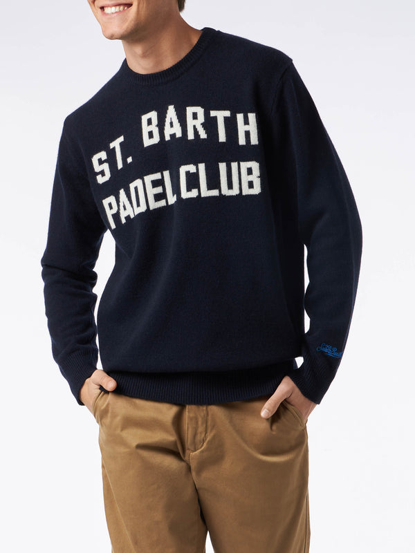 Maglia da uomo girocollo con stampa jacquard St. Barth Padel Club