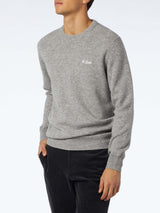 Man crewneck grey mélange sweater with St. Barth embroidery