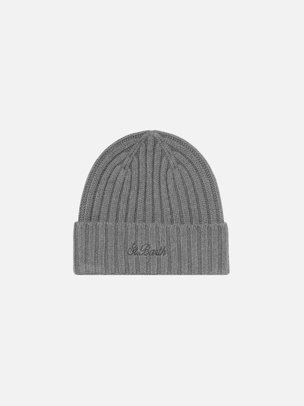 Man grey beanie with St. Barth embroidery