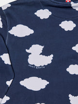 Blaues Kinder-Sweatshirt mit Rundhalsausschnitt und Coccole e Nuvole-Stickerei | COCCOLEBIMBI SONDERAUSGABE