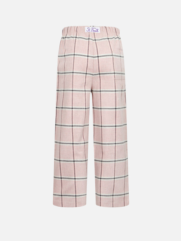 Pantaloni del pigiama da bambina con stampa tartan