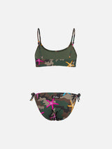 Girl bralette bikini Jaiden with seastar on camouflage print