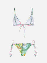 Triangel-Bikini mit Aufnäher und Blumenmuster