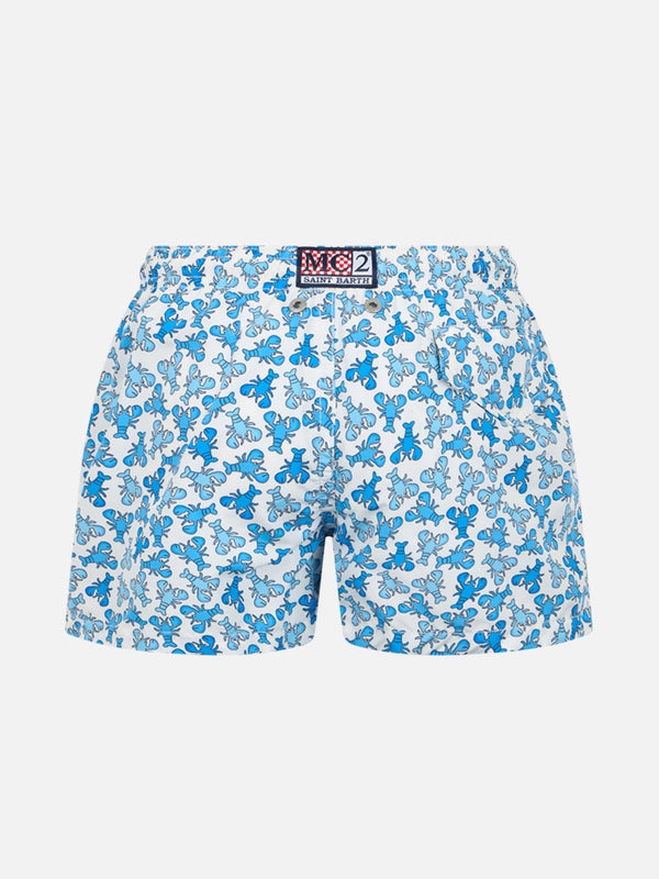 Boy lightweight fabric swim-shorts Jean Lighting with lobster print