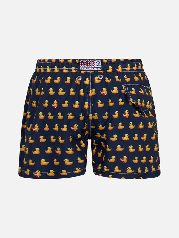 Boy lightweight fabric swim-shorts Jean Lighting with ducky print