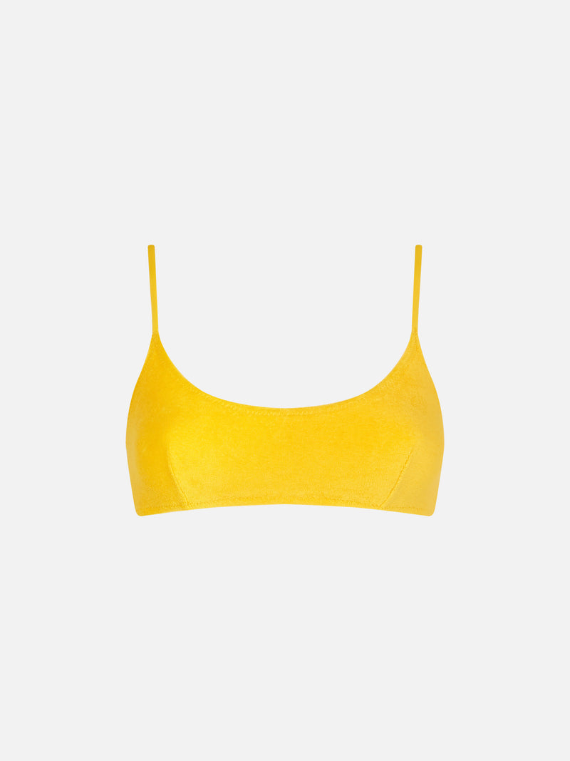 Gelber Frottee-Bralette-Badeanzug für Damen