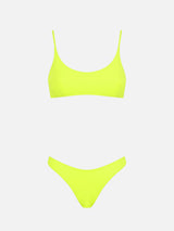 Woman fluo yellow bralette bikini