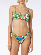 Bralette-Bikini mit Papageien-Print